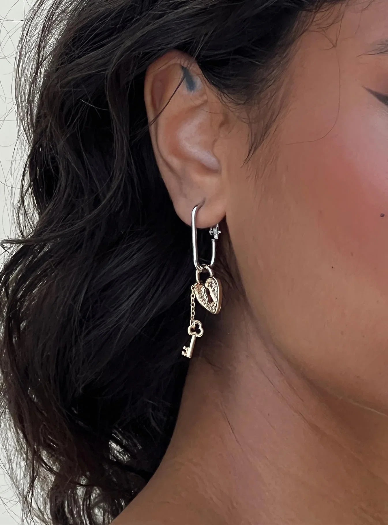 Lock Key Earrings Gold