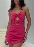 Leija Strapless Twist Mini Dress Hot Pink