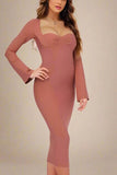Jules Long Sleeve Midi Bandage Dress Watermelon Pink