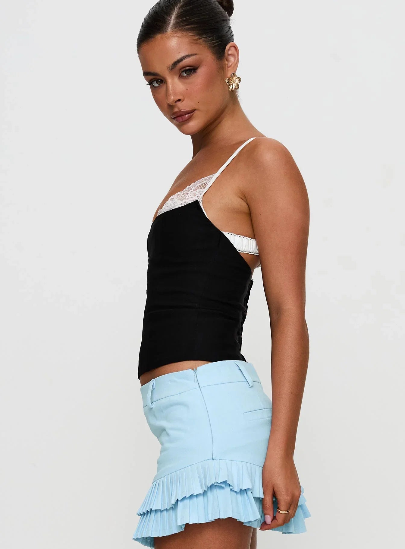 Renaissance Corset Lace Top Black / White