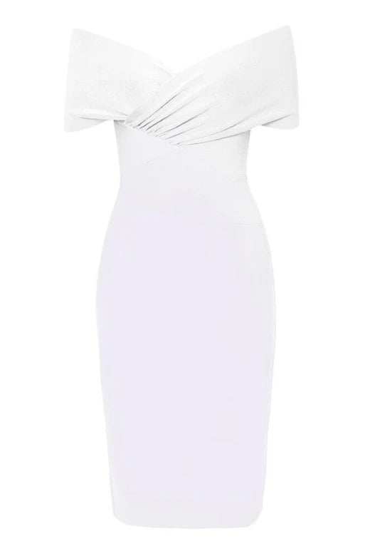 Bea Bandage Dress White Pearl