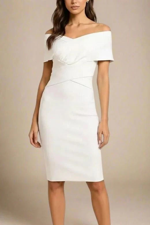 Bea Bandage Dress White Pearl