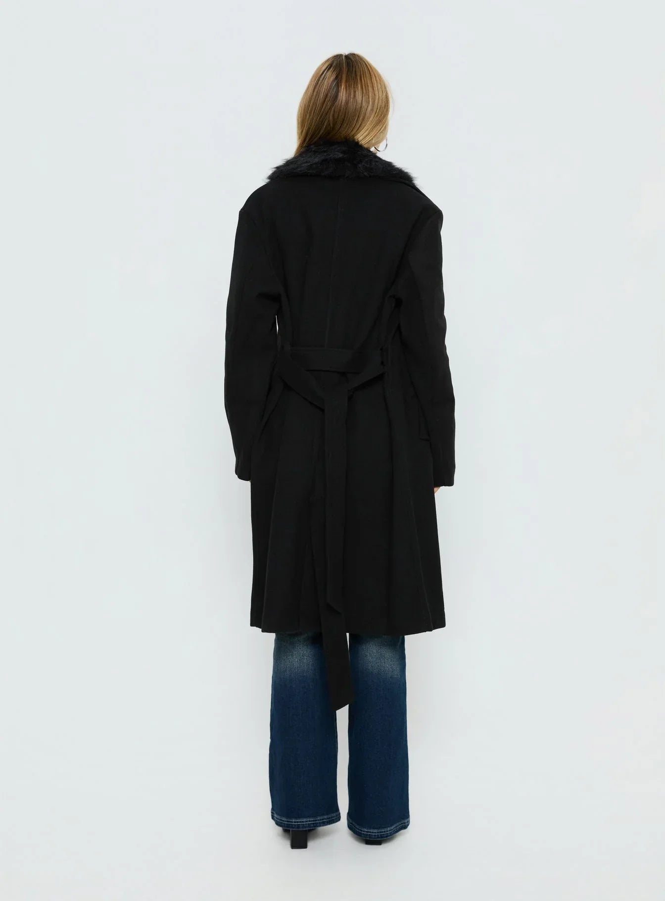 Hallyn Faux Fur Collar Coat Black