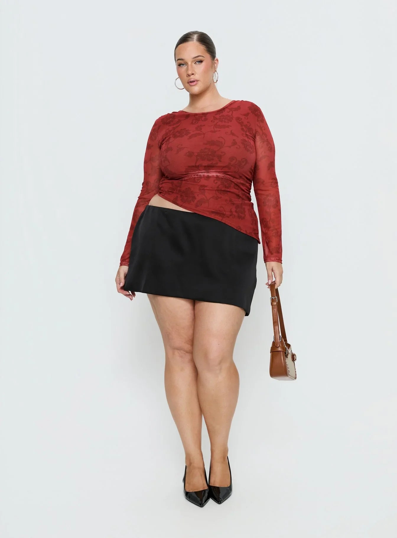 Nadya Satin Tailored Mini Skirt Black Curve