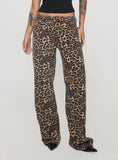 Top Model Low Rise Straight Leg Jeans Leopard