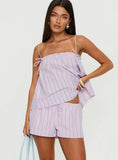 Pepita Drawstring Shorts Pink Stripe