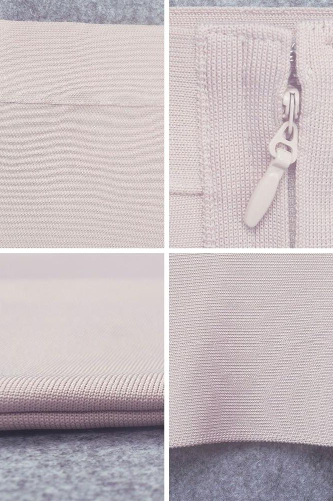 Pencil High Waist Bandage Knee Length Skirt Cream