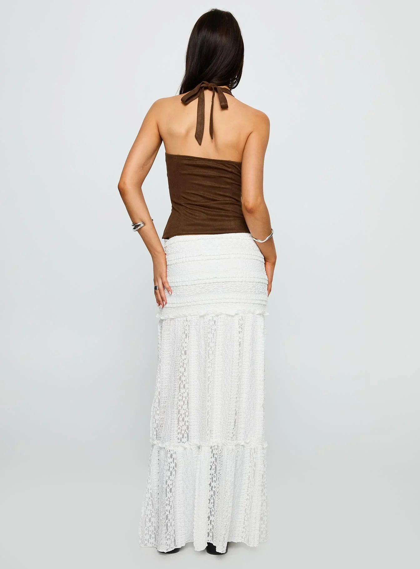 Emanuella Lace Maxi Skirt White