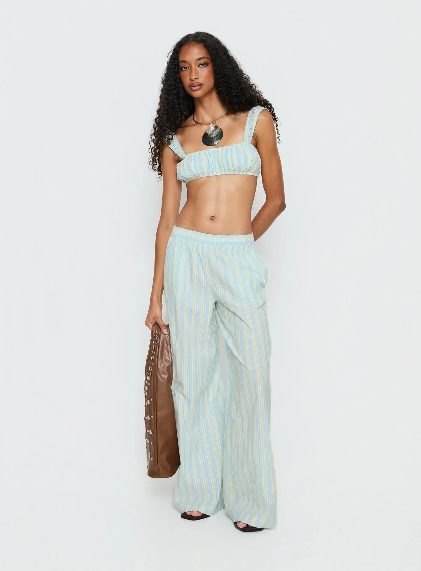 Talyssa Micro Crop Top Blue Stripe