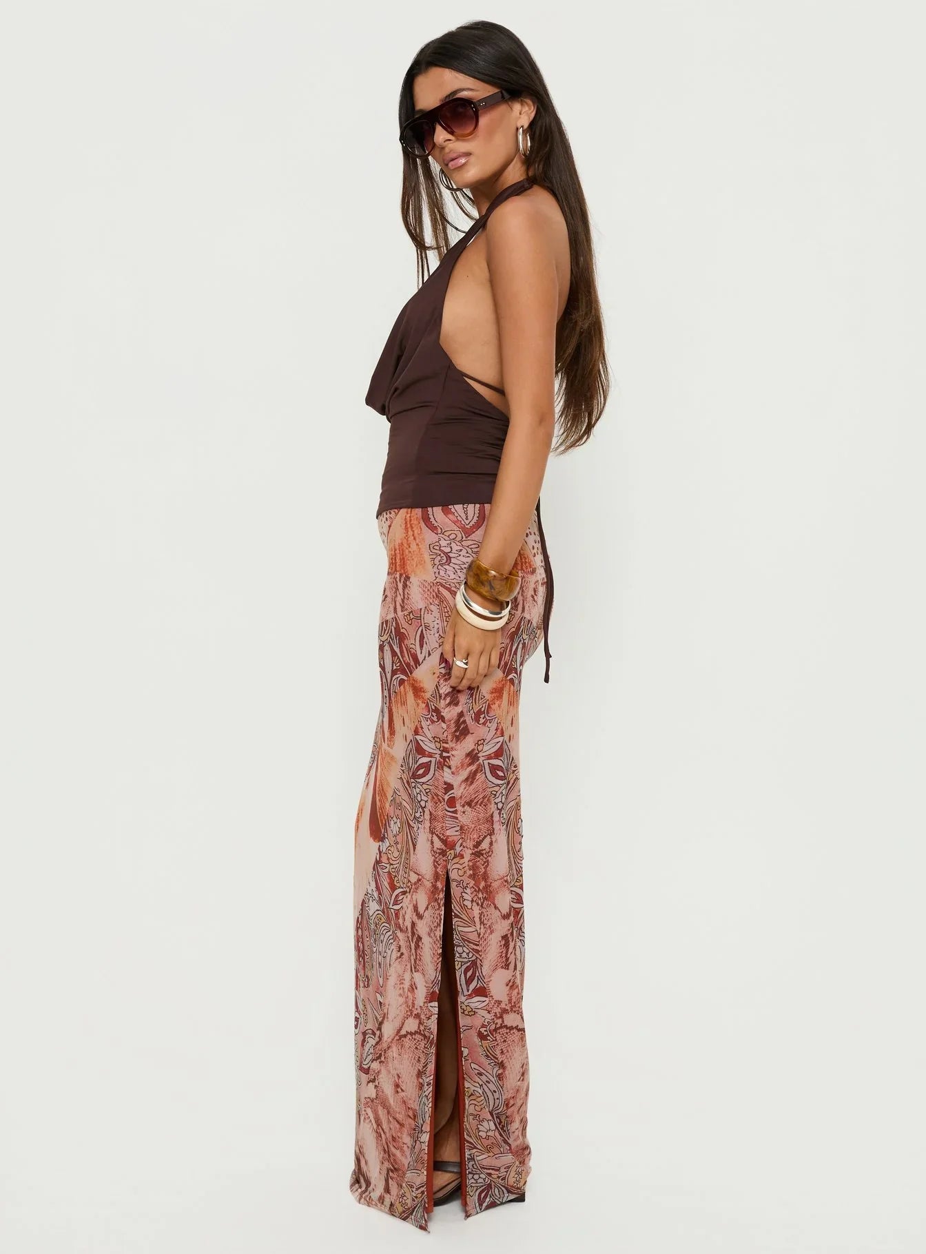 Dorella Spliced Maxi Skirt Pink Multi