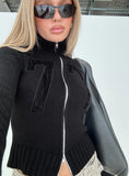 Nylah Zip Up Knit Jacket Black