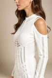 Amelia Long Sleeve Bandage Dress White Pearl