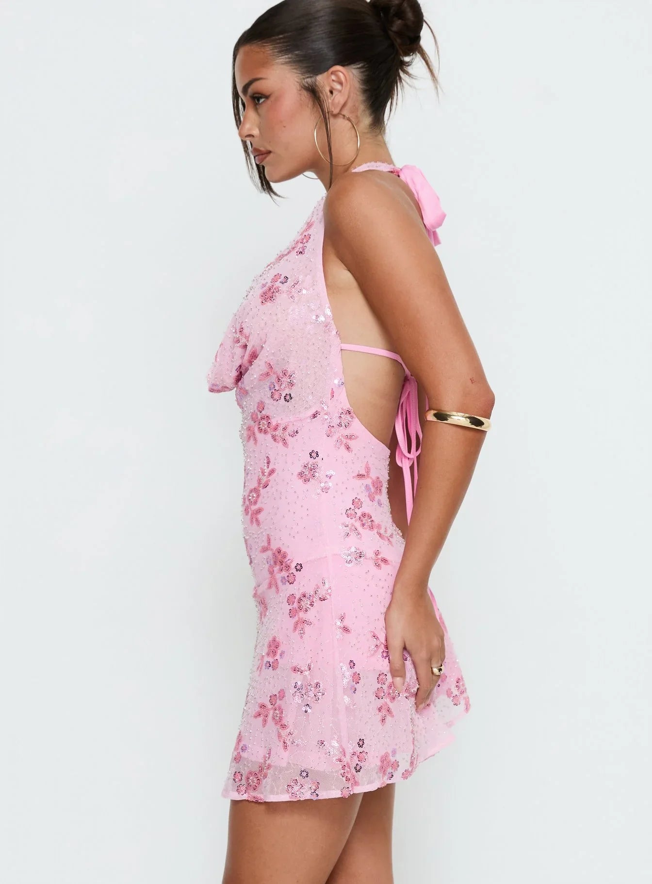 Longer Daylight Cowl Halter Playsuit Pink