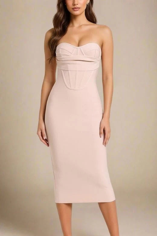 Miles Bodycon Midi Dress Nude