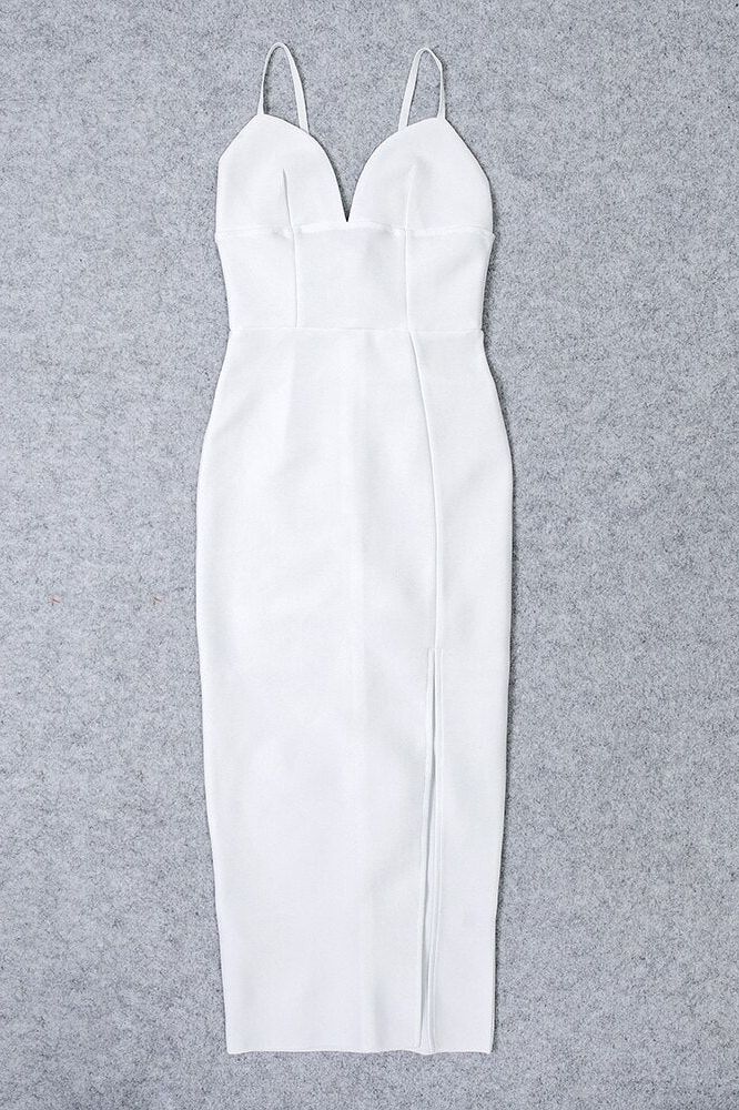 Milan Bandage Midi Dress White Pearl