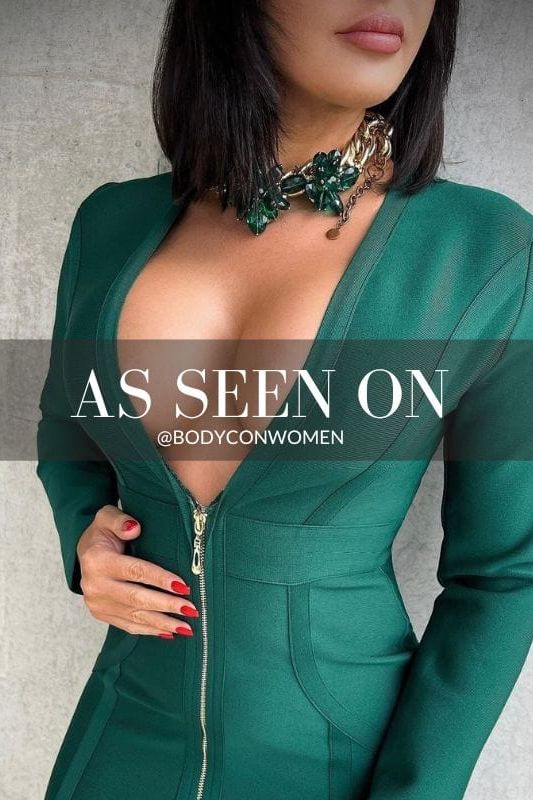 Eva Long Sleeve Bandage Mini Dress Emerald Green