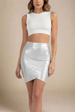 Jay High Waist Bandage Mini Skirt Silver