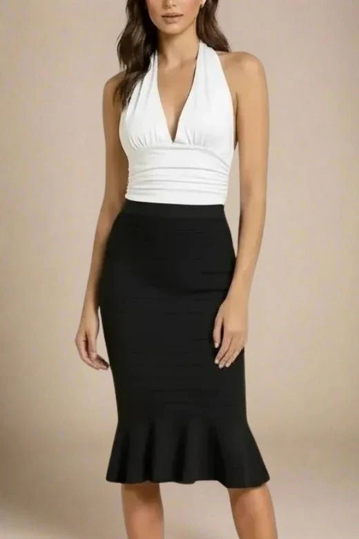 Aby Halter Neck Top White Pearl