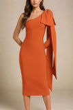 Lela Long Sleeve Bandage Midi Dress Apricot Orange