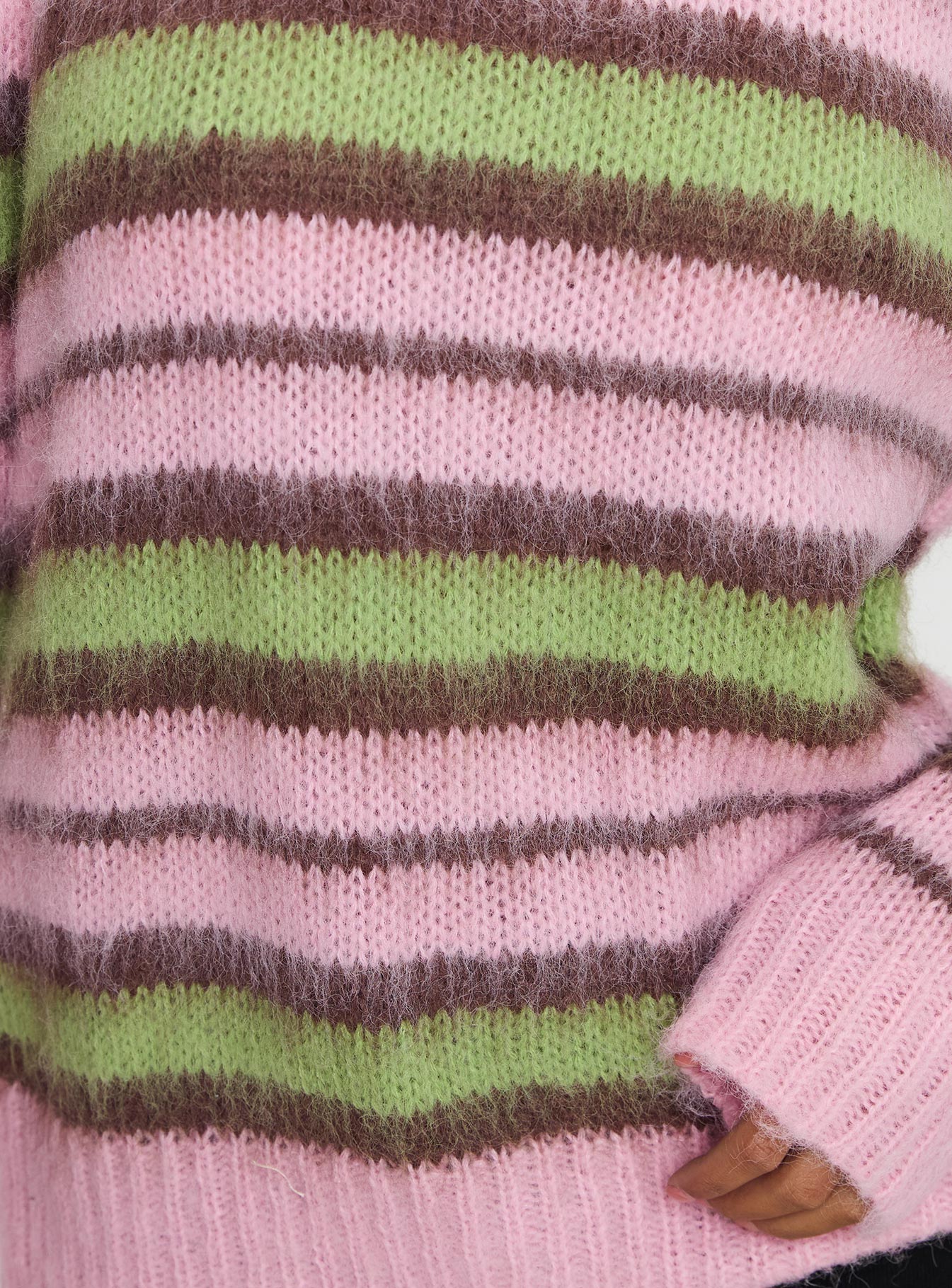 Maysie Crew Neck Knit Sweater Green Pink