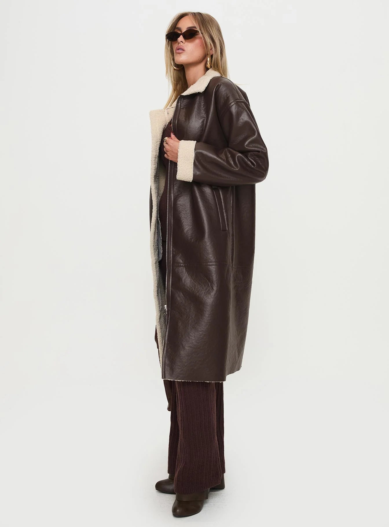 Ammelia Shearling Long line Jacket Brown