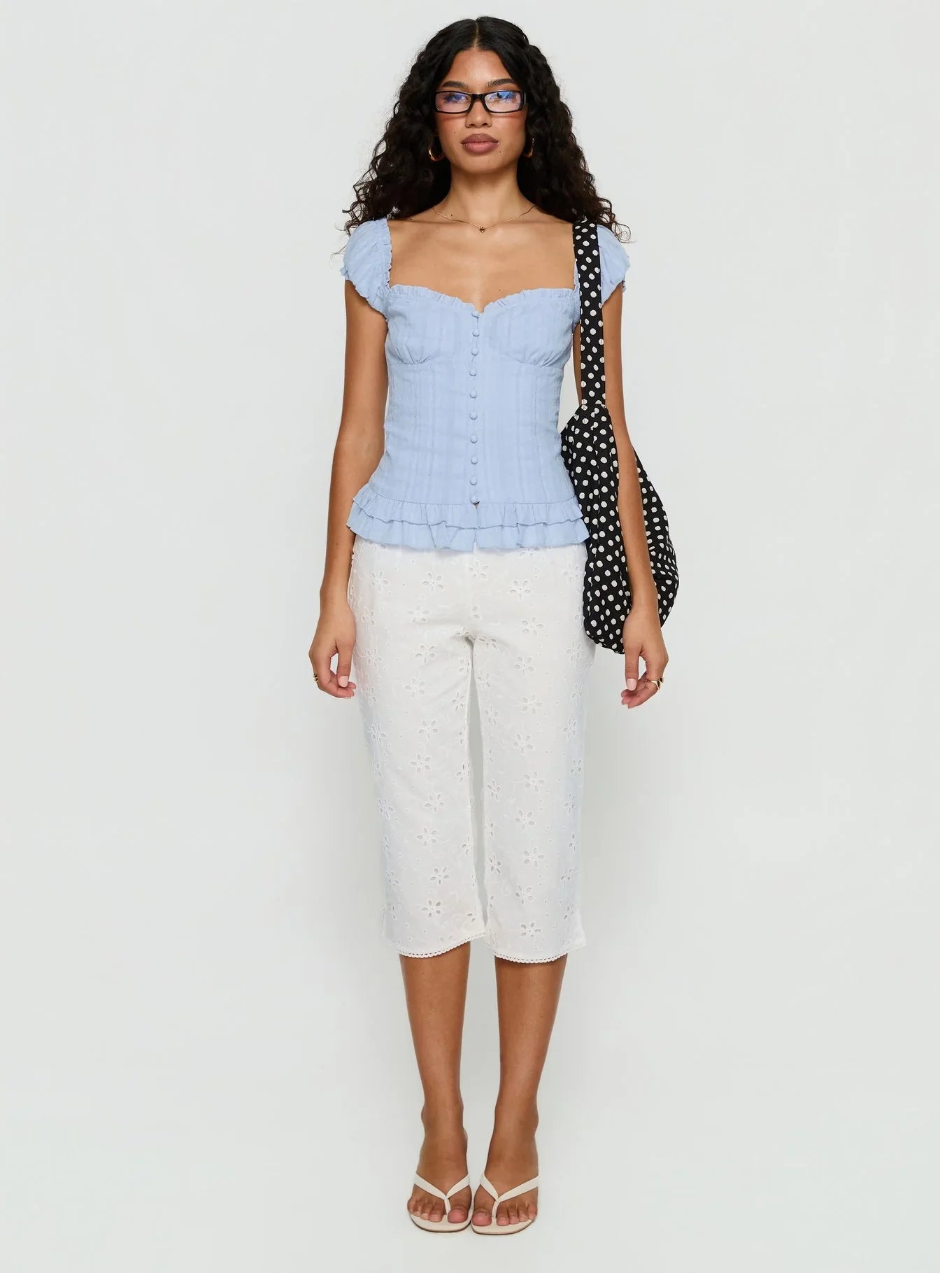Suiter Frill Detail Top Soft Blue