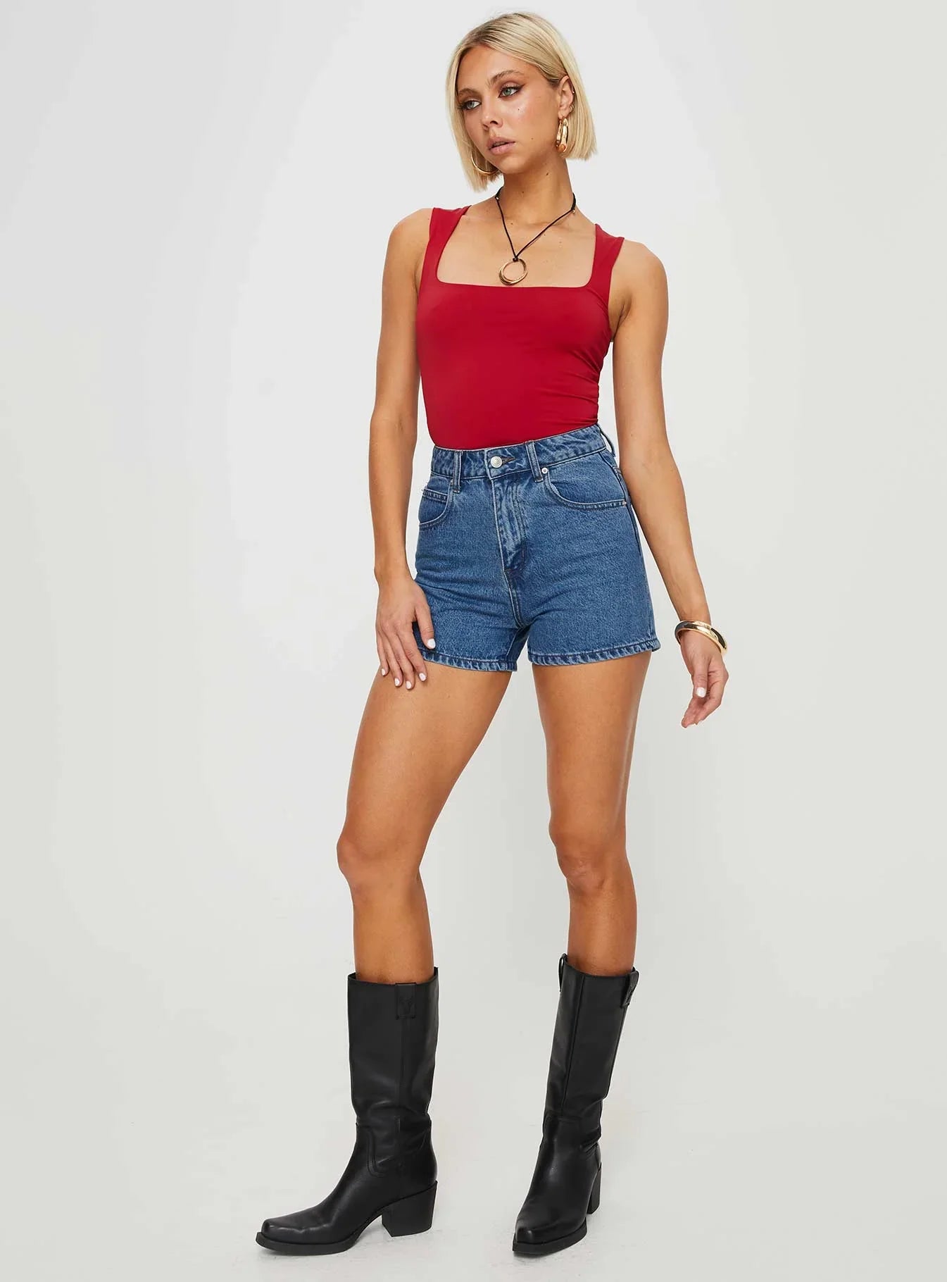 Tropicana Denim Shorts Mid Wash Petite