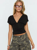 Mattey Cinched V Neck Top Black