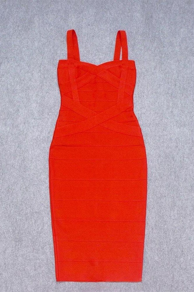 Heidi Bandage Midi Dress Lipstick Red