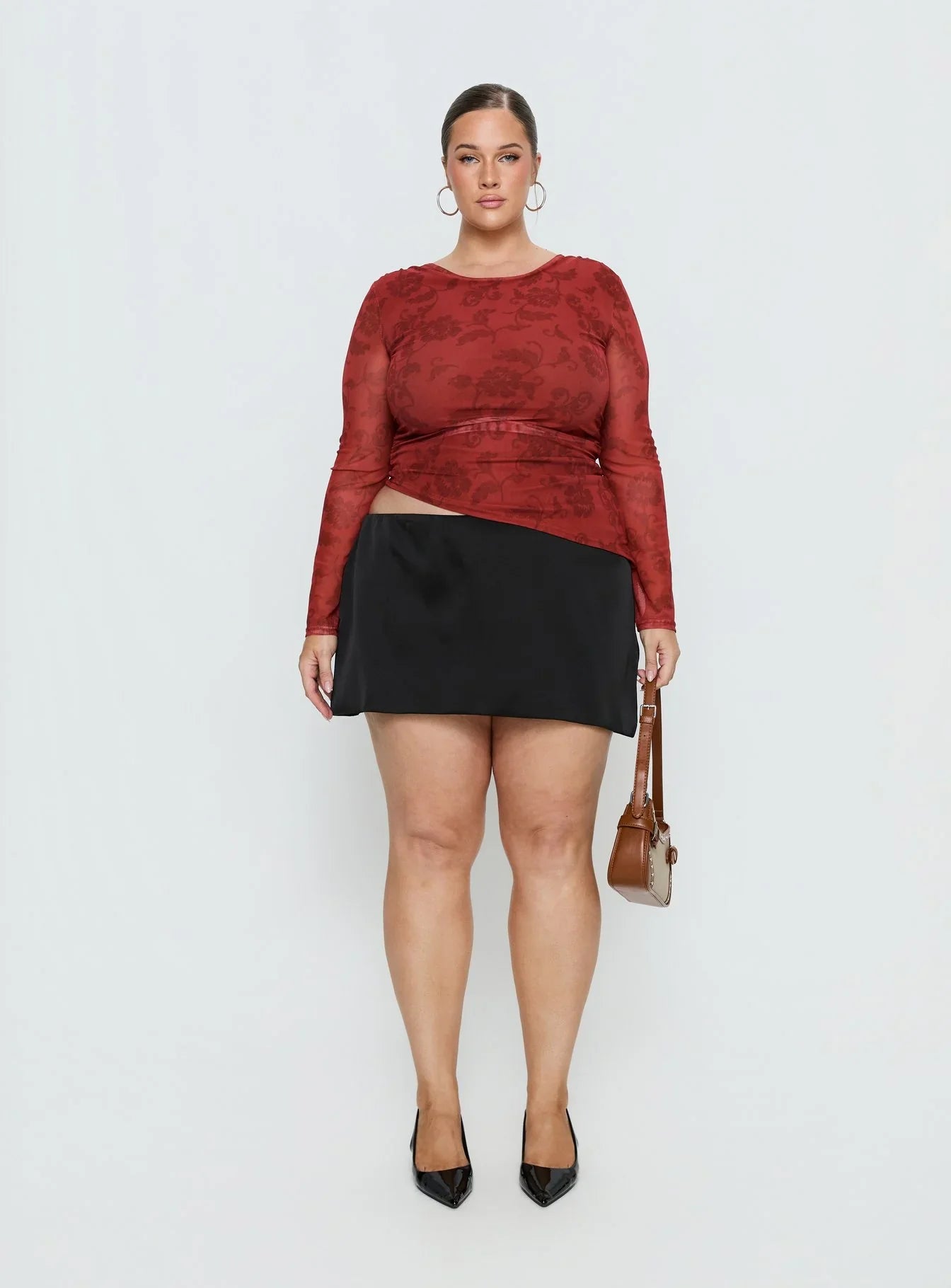 Nadya Satin Tailored Mini Skirt Black Curve