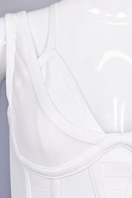 Lucy Bandage Midi Dress White Pearl