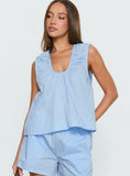 Carambola Ruched Sleeveless Top Blue