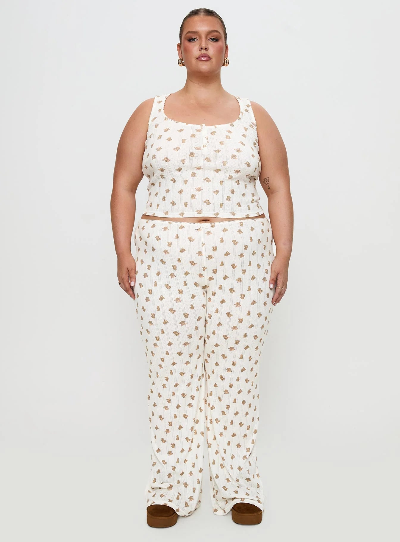 Sleepytea Pointelle Sleep Tank Top Multi Curve