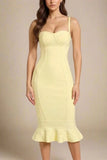 Joy Bandage Midi Dress Sun Yellow