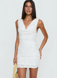 Brigetta Cowl Neck Mini Dress White