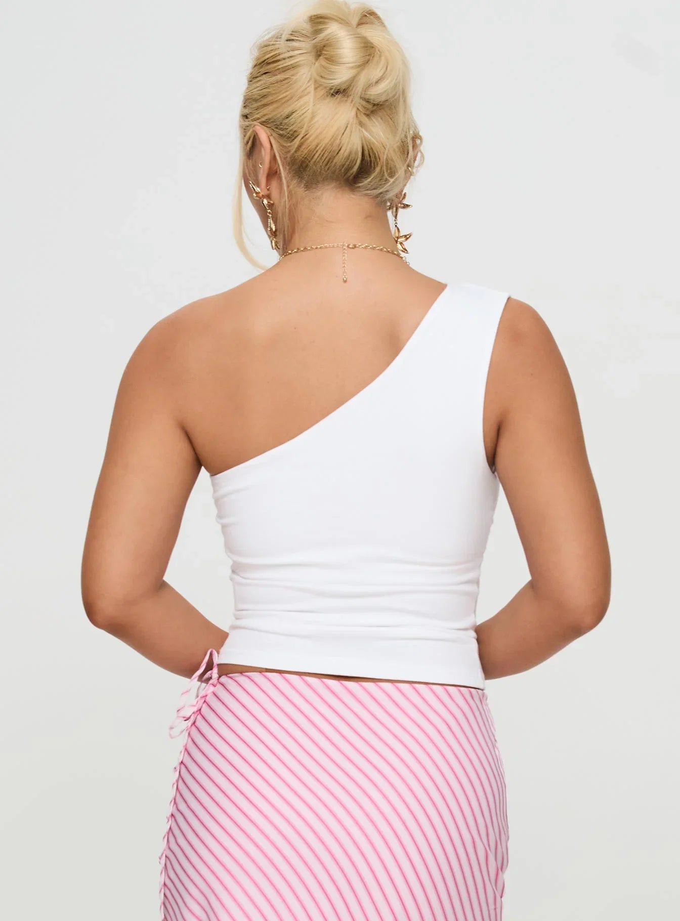 Huxlee One Shoulder Top White Floral