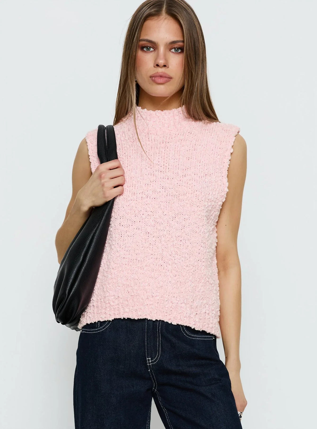 Lanette High Neck Sleeveless Top Soft Pink