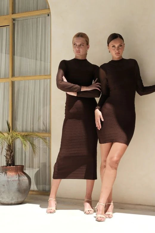Robin Long Sleeve Bandage Maxi Dress Classic Black