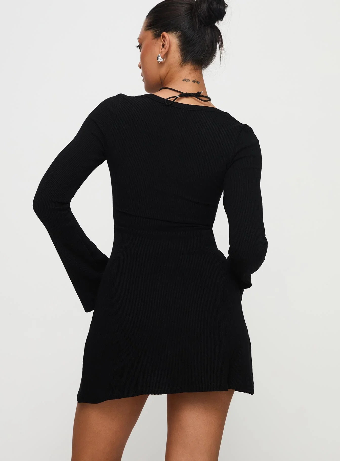 Best Interest Long Sleeve Mini Dress Black Tall