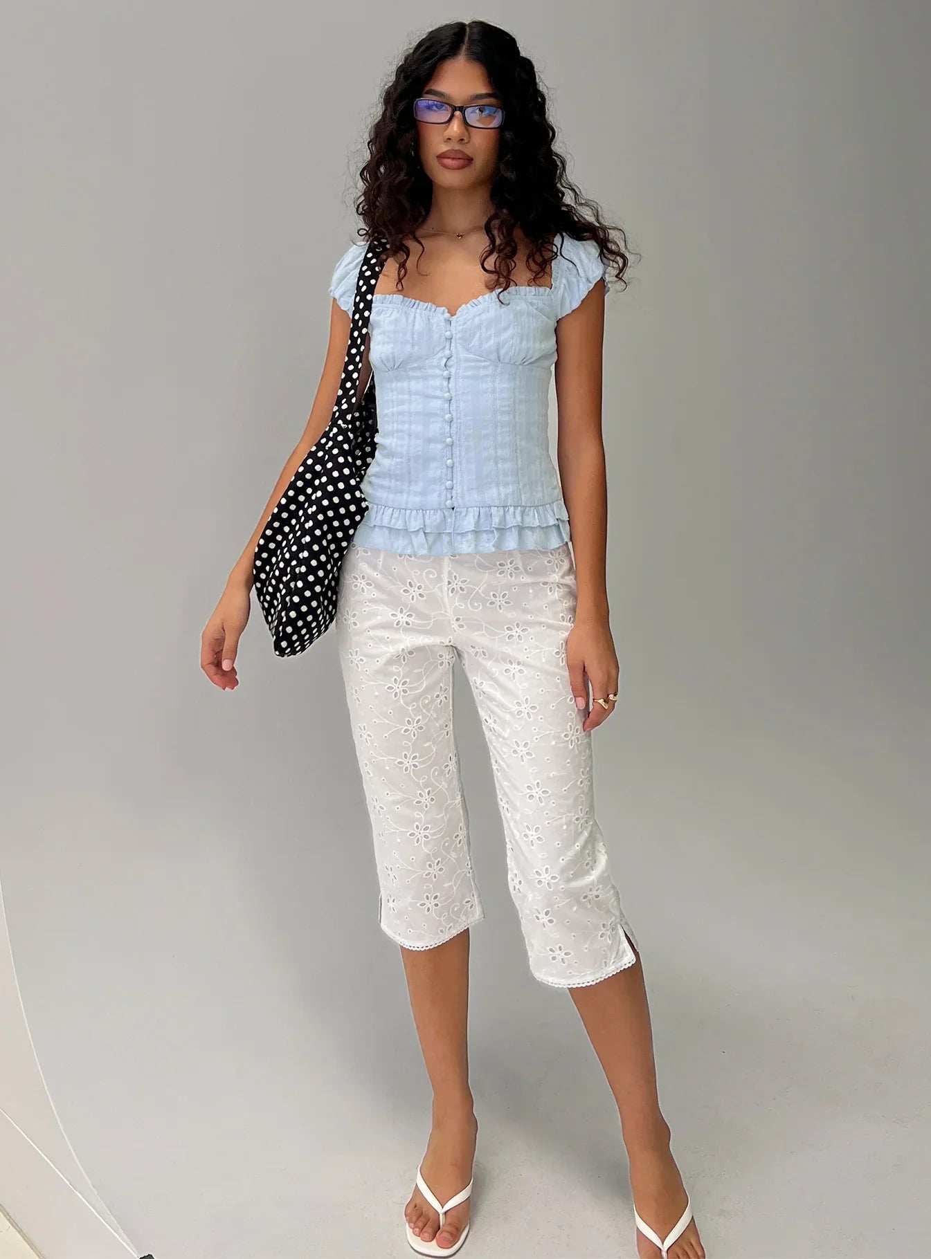 Suiter Frill Detail Top Soft Blue