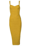 Heidi Bandage Midi Dress Mustard Yellow