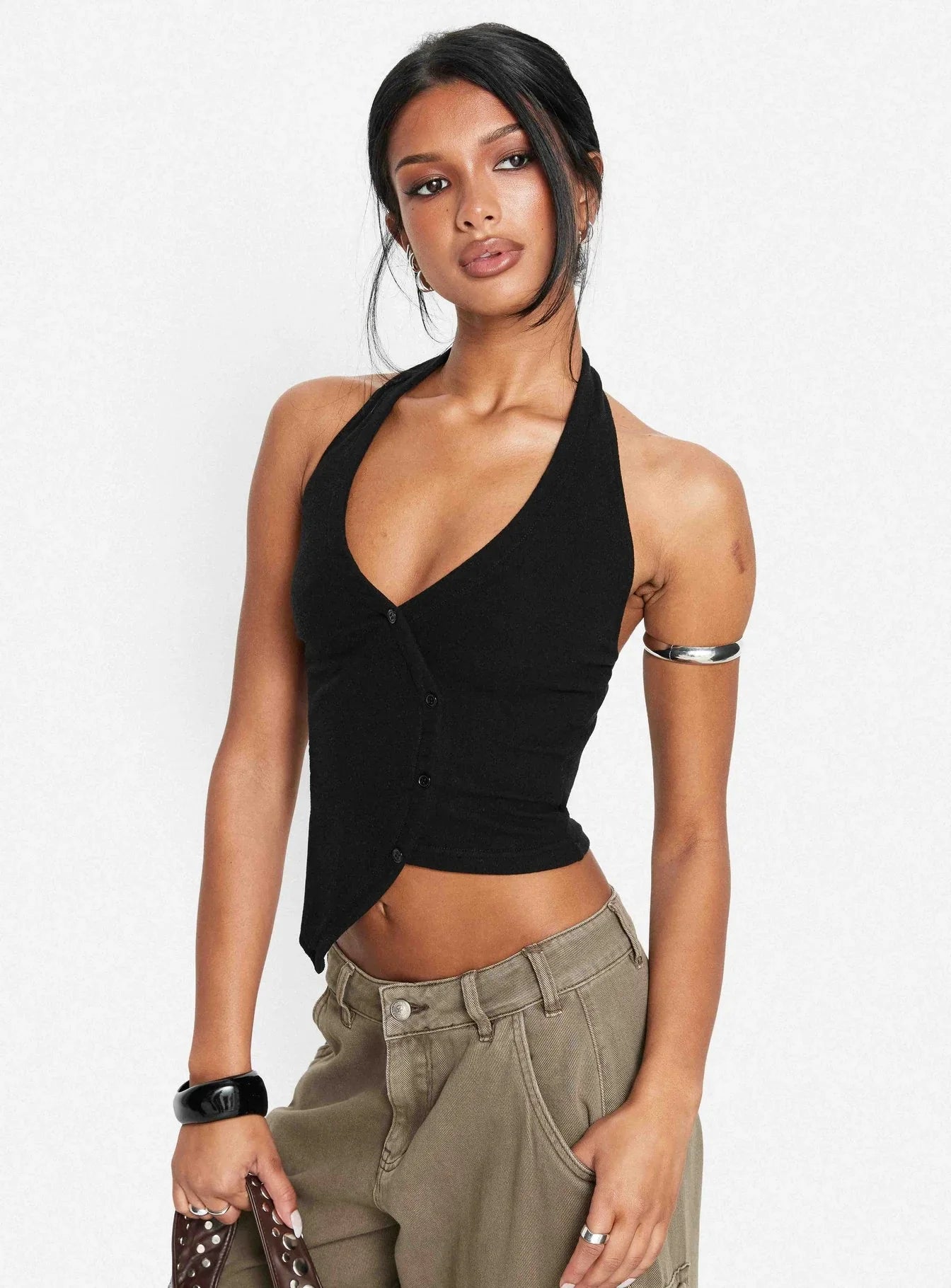 Avrilla Wrap Knit Top Black