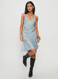 Esmeray Midi Skirt Blue Stripe