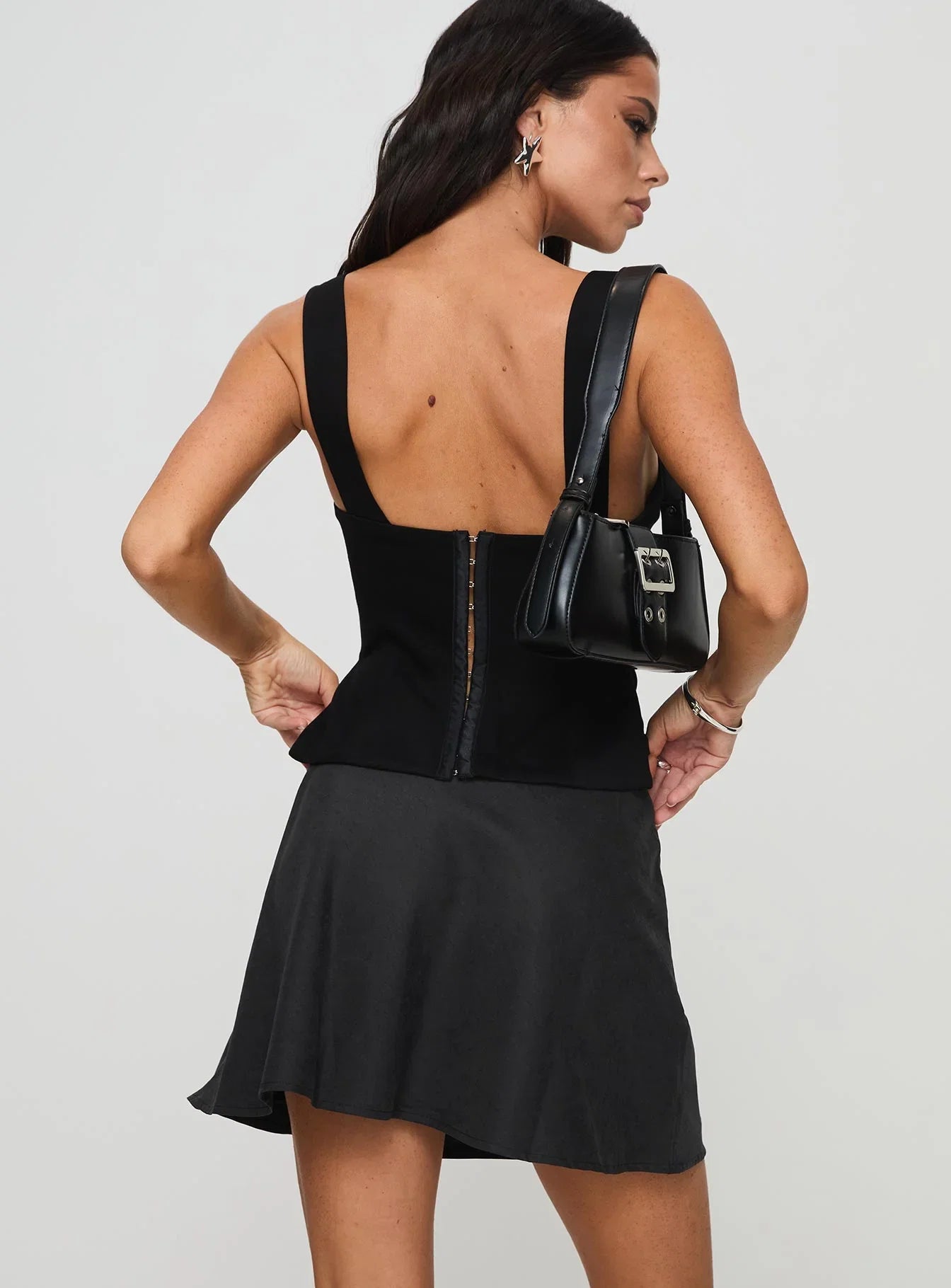 Dapple Bias Mini Skirt Black