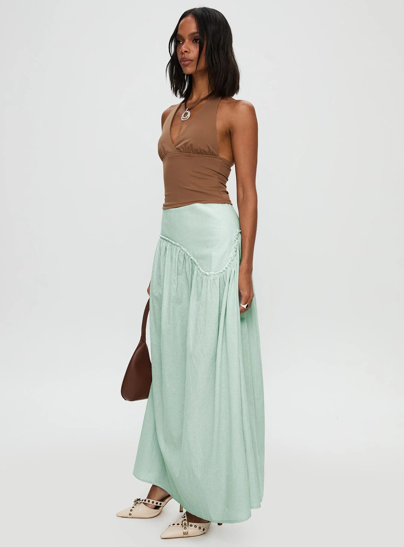 Yasemine Maxi Skirt Green White