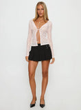 Open Your Heart Tie Detail Long Sleeve Top Pink