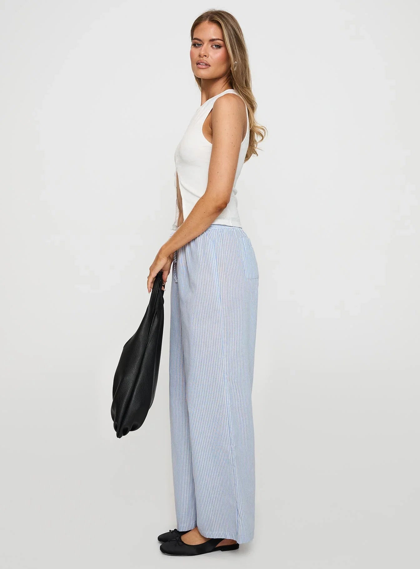 Holiday Tie Front Pant Blue White Stripe