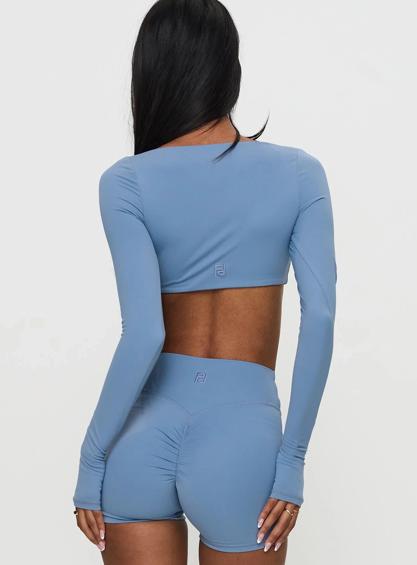 Set Point Active Square Neck Long Sleeve Top Blue