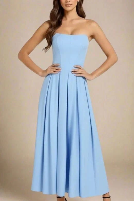 Capri Strapless Midi Dress Sky Blue