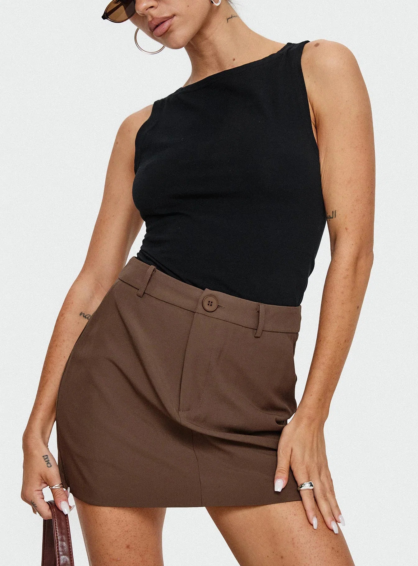 Sabyna Tailored Mini Skirt Brown